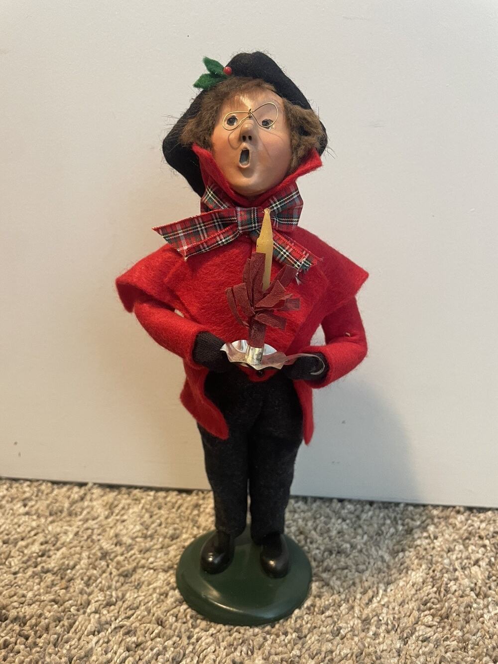 Vtg Byers' Choice Ltd. The Carolers 1992 Man Candle Glasses Christmas Figurine